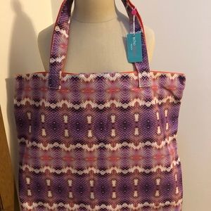 ECHO DESIGN PURPLE MULTI LIZARD PRINT XL TOTE NWT